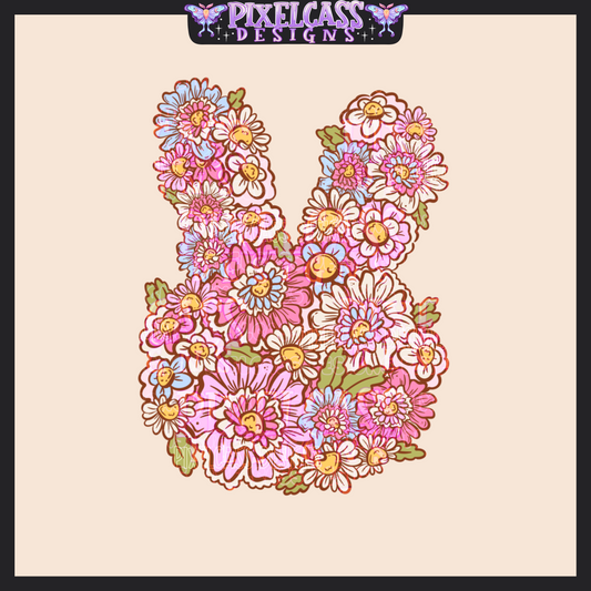 Floral Easter Bunny PNG SUBLIMATION