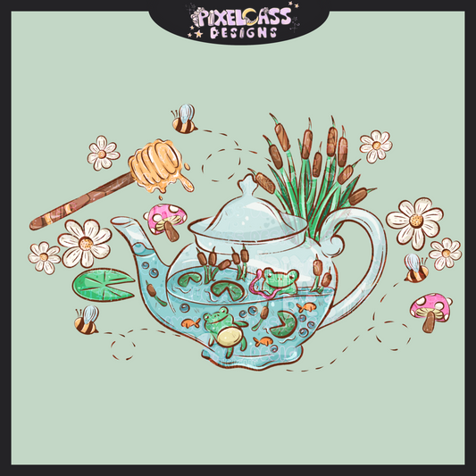 Froggy Tea Time PNG SUBLIMATION