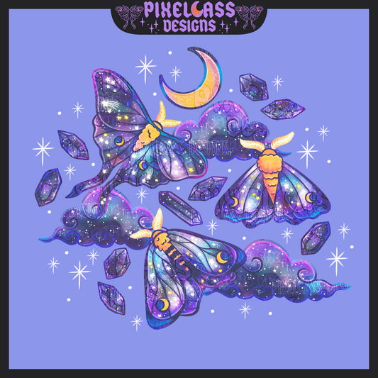 Galaxy Moths (Hextober '25) PNG SUBLIMATION