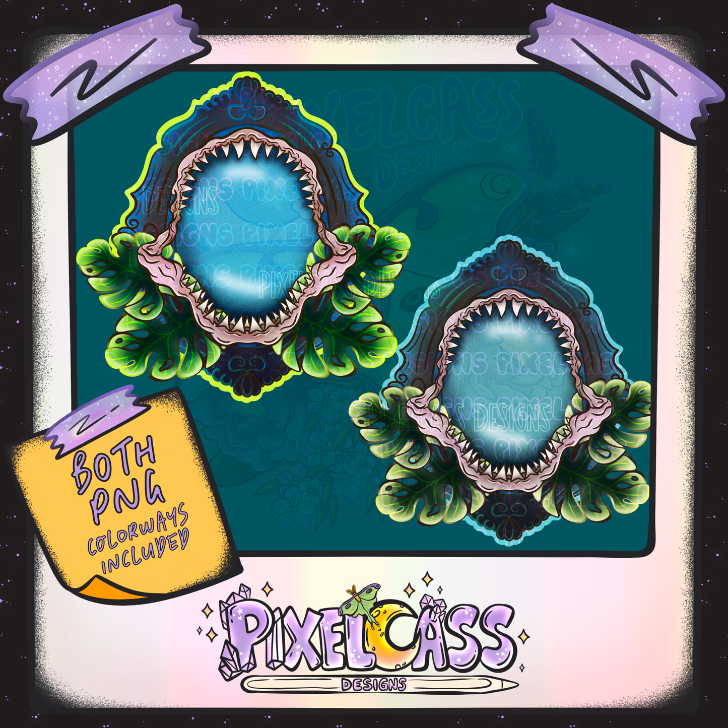 Framed Shark Jaws PNG SUBLIMATION