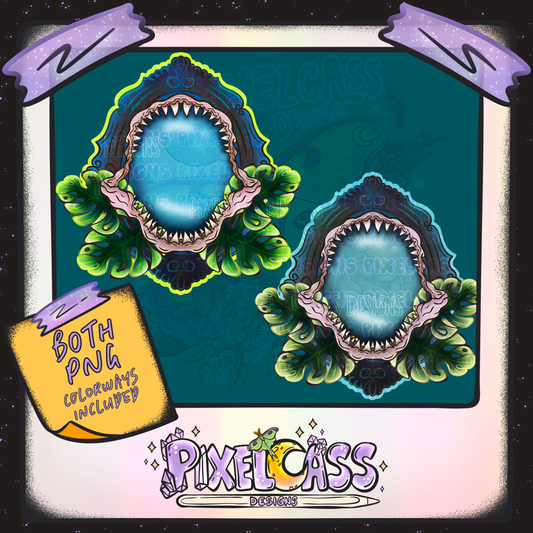 Framed Shark Jaws PNG SUBLIMATION