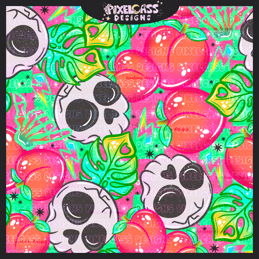 Neon Peach Skulls