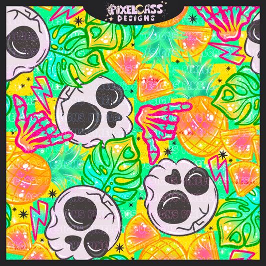 Neon Pineapple Skulls