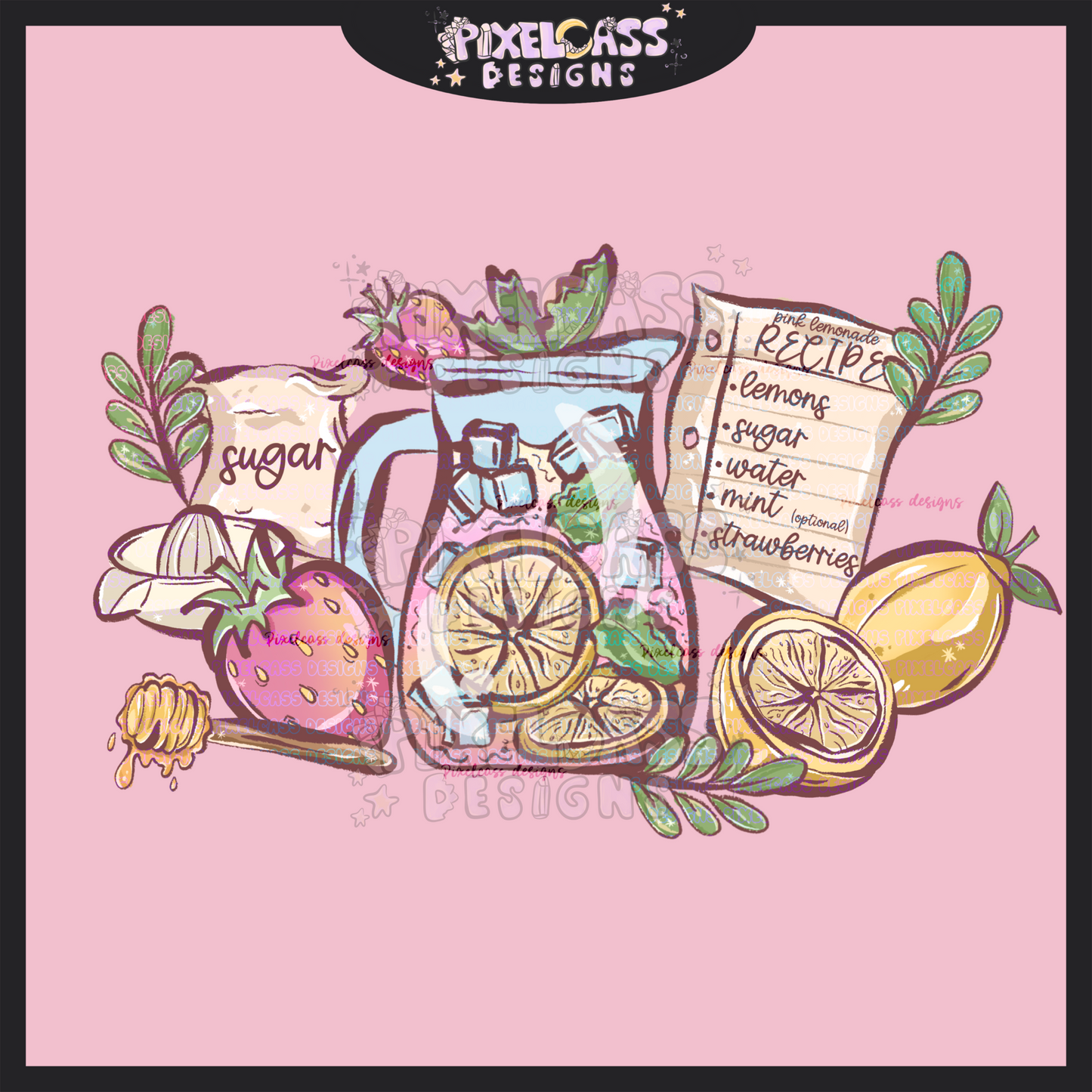 Pink Lemonade Recipe PNG SUBLIMATION