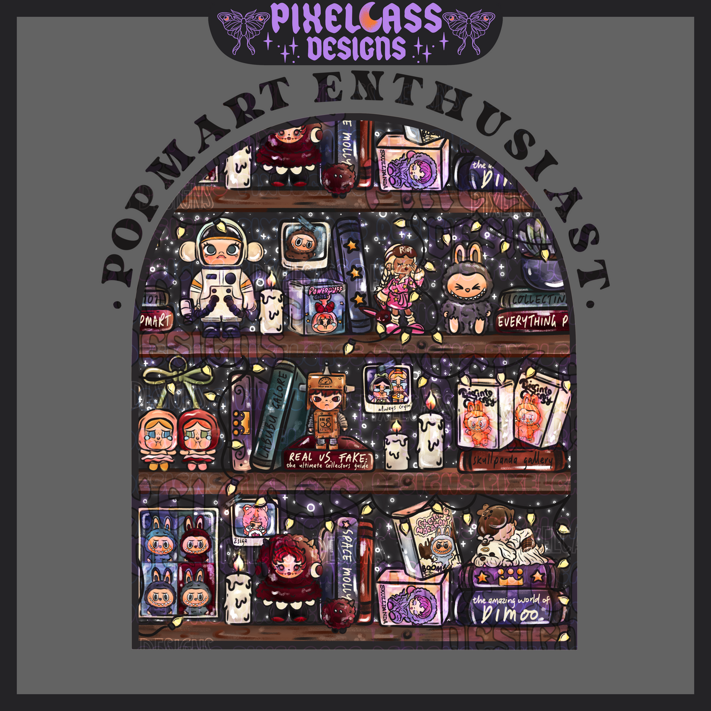 Pop Mart Collection Shelf PNG SUBLIMATION