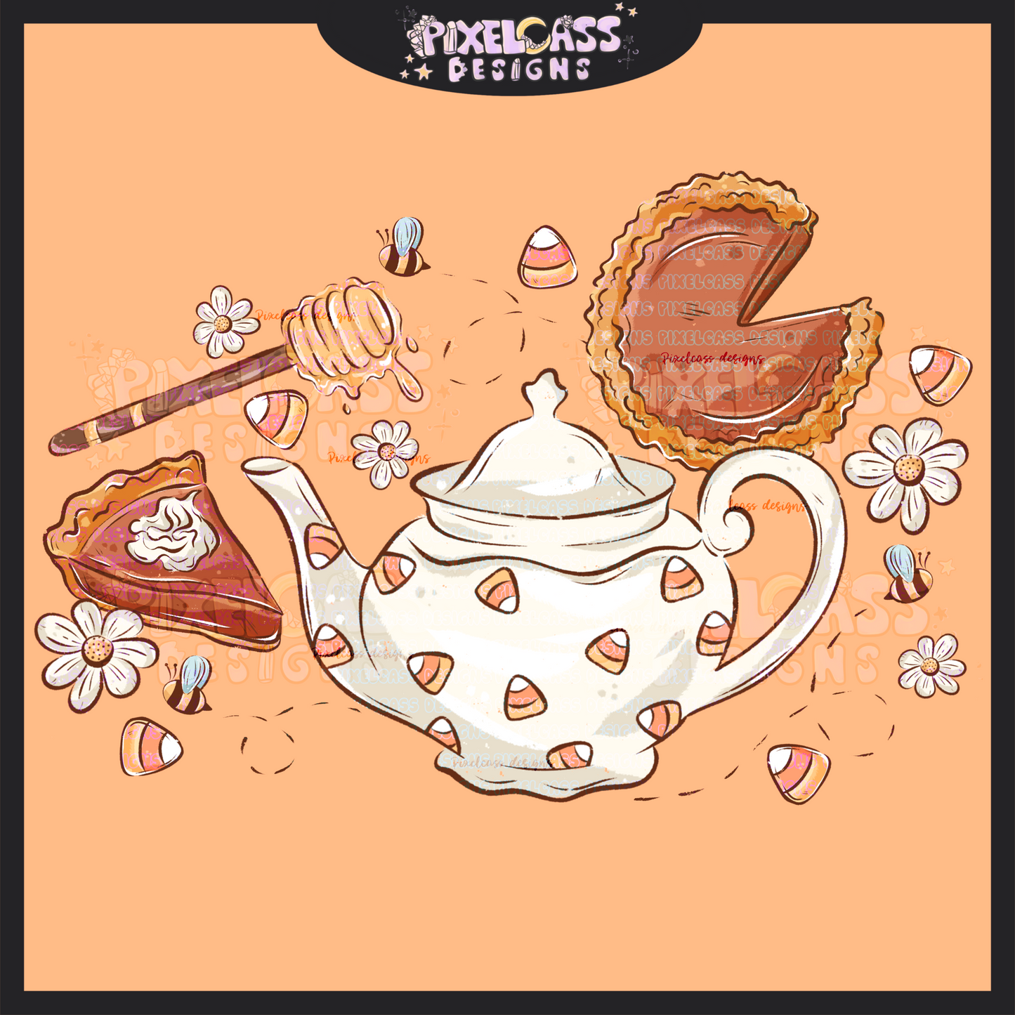 Pumpkin Pie Tea Time PNG SUBLIMATION