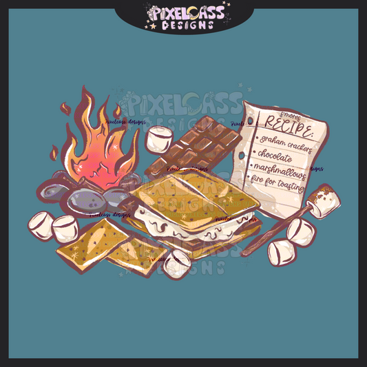 S'mores Recipe PNG SUBLIMATION
