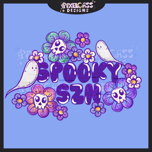 Spooky Szn Flower Skulls PNG SUBLIMATION