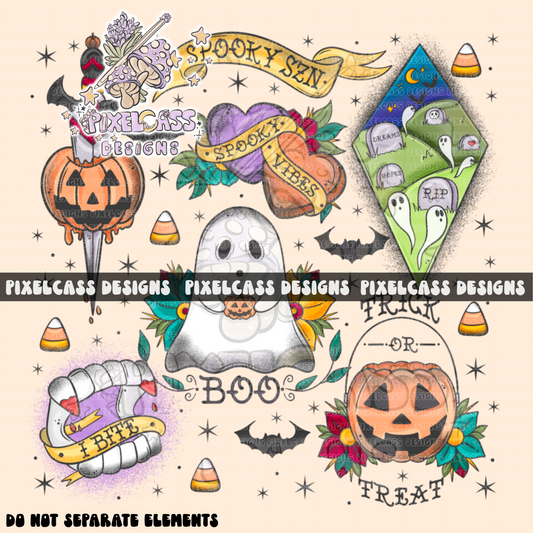 Spooky Szn Tattoos PNG SUBLIMATION