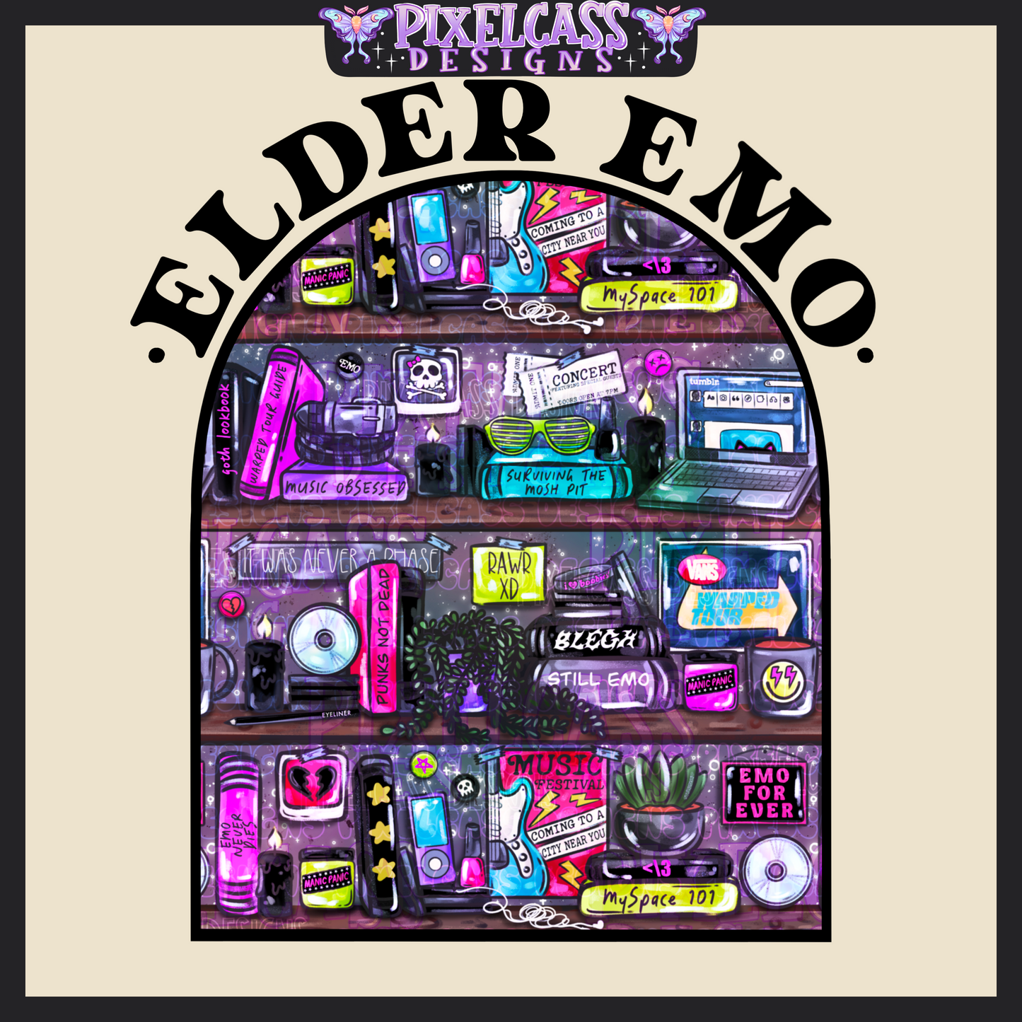 Still (Elder) Emo Bookshelf PNG SUBLIMATION