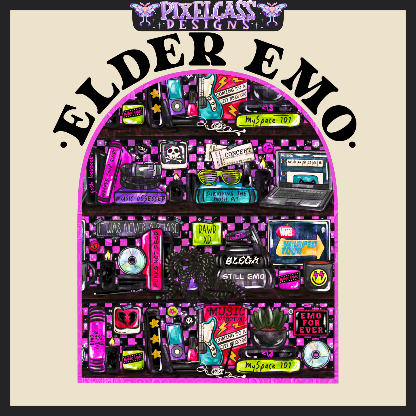Still (Elder) Emo Bookshelf PNG SUBLIMATION