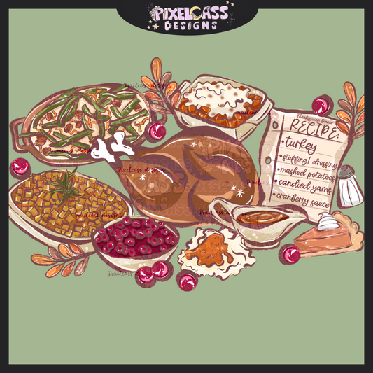 Thanksgiving Dinner Recipe PNG SUBLIMATION