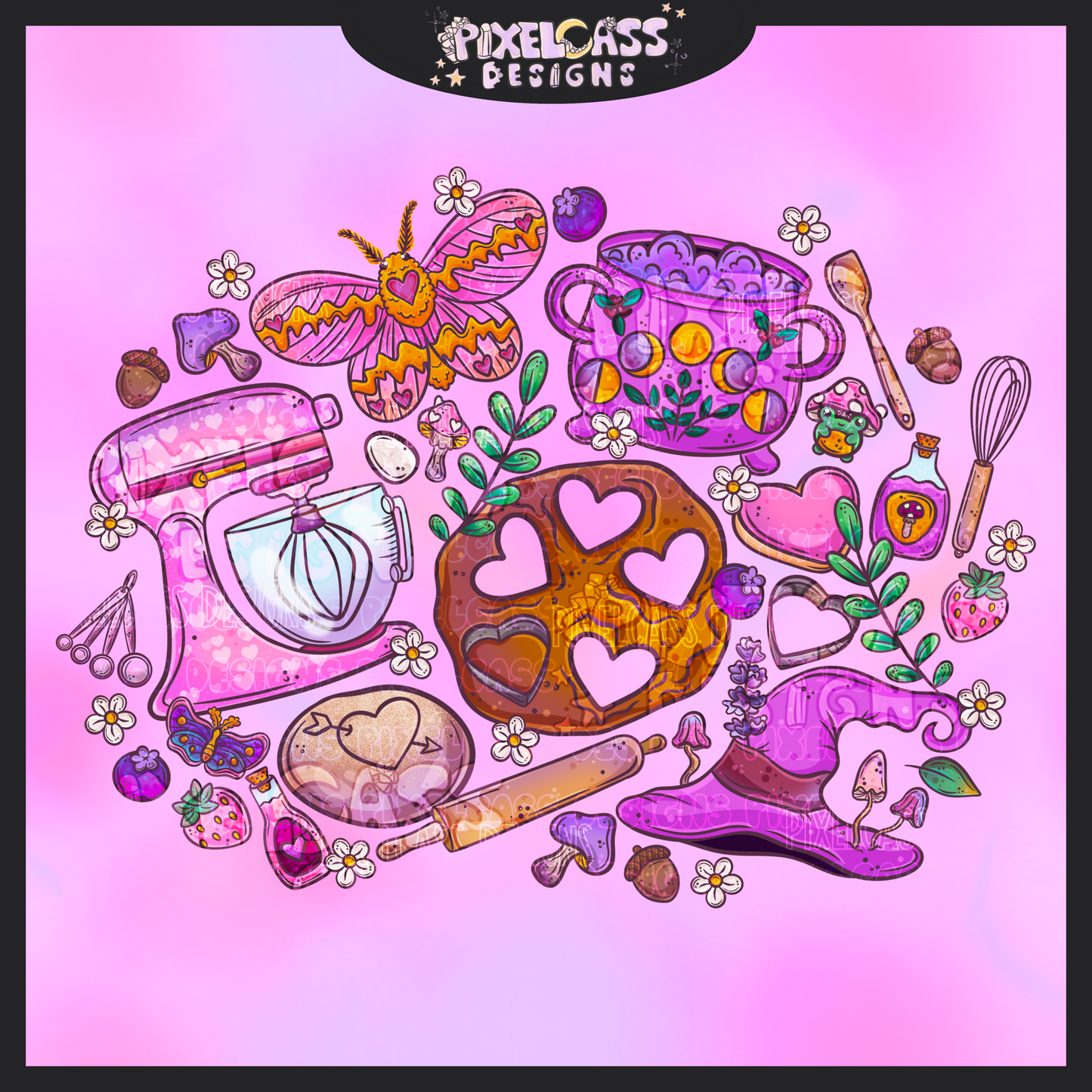 Valentines Kitchen Witch PNG SUBLIMATION