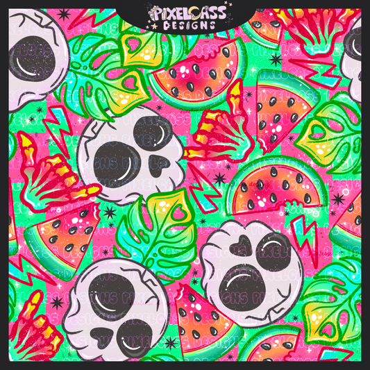 Neon Watermelon Skulls