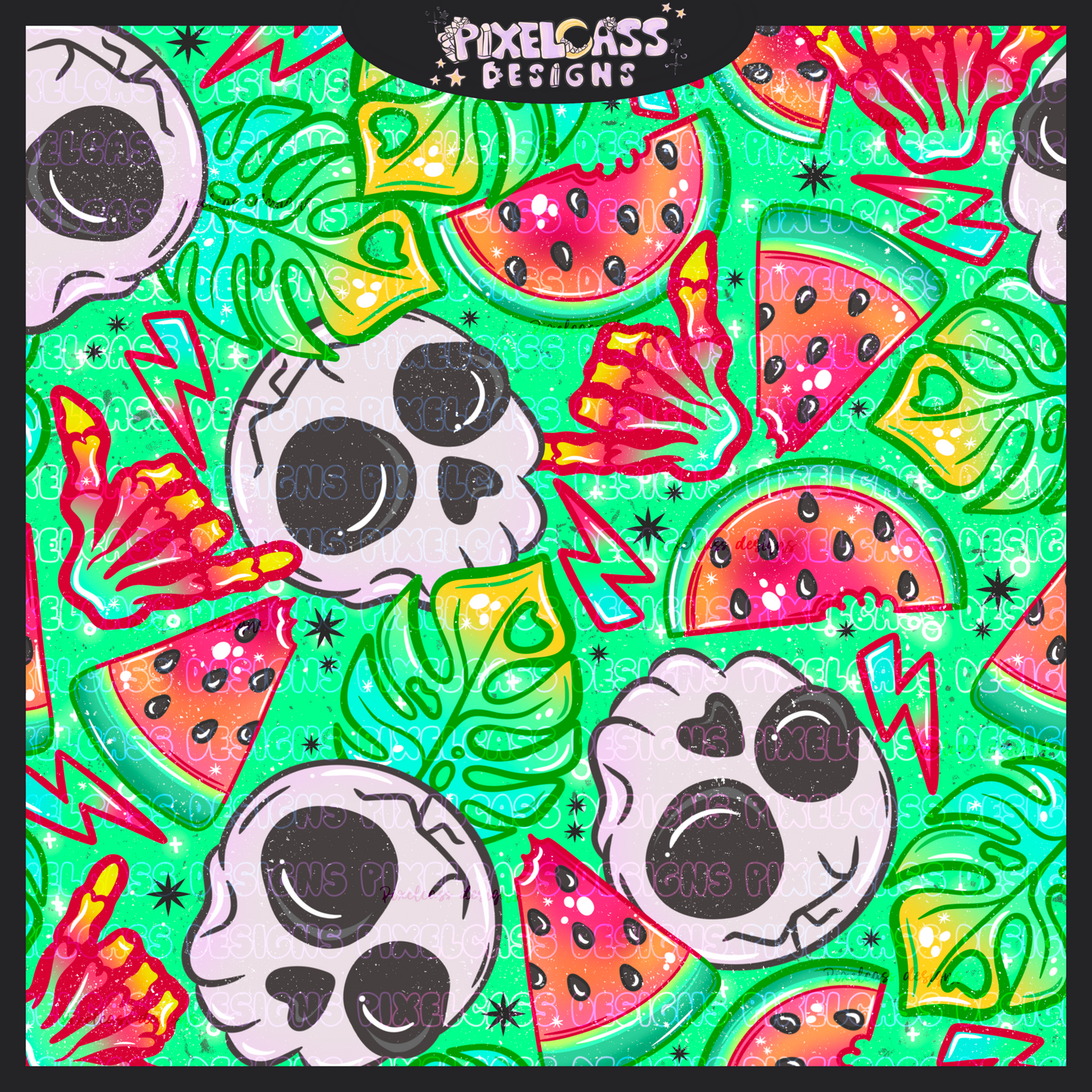 Neon Watermelon Skulls