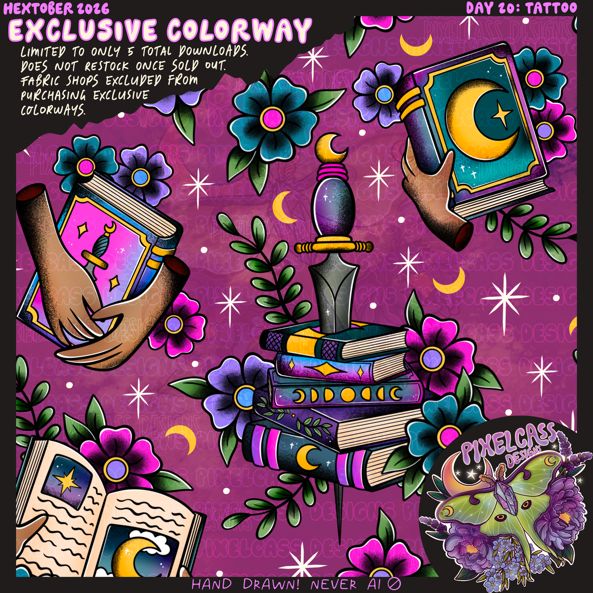 Whimsy Book Tattoo Flash [Hextober 2026]