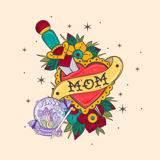 Mom Traditional Tattoo PNG SUBLIMATION