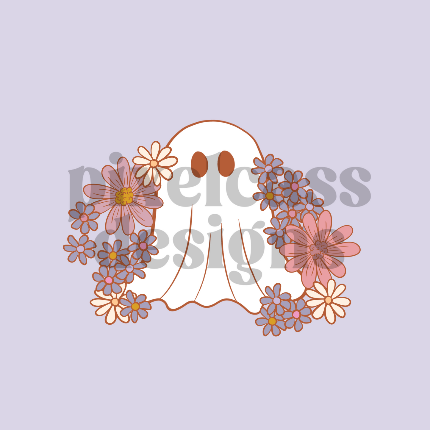 Retro Ghost Floral PNG SUBLIMATION