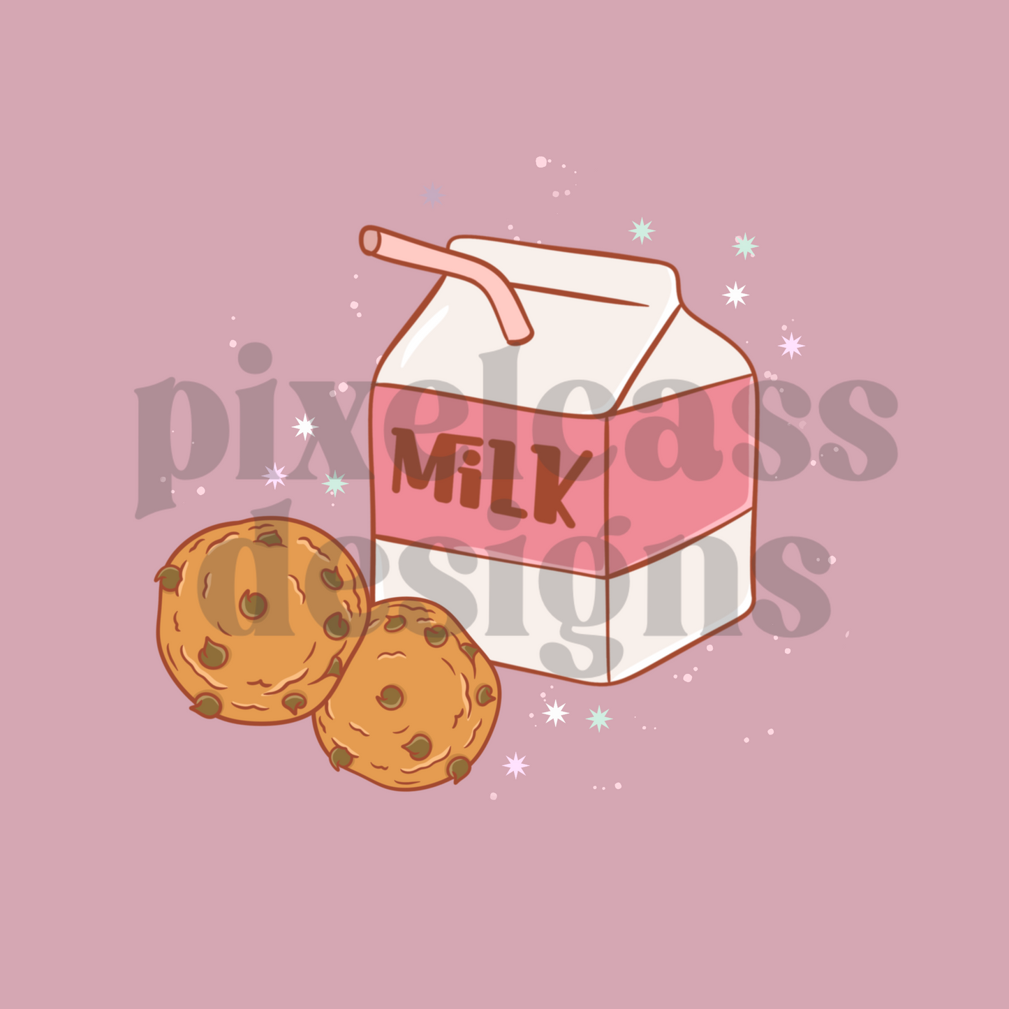Retro Milk & Cookies PNG SUBLIMATION